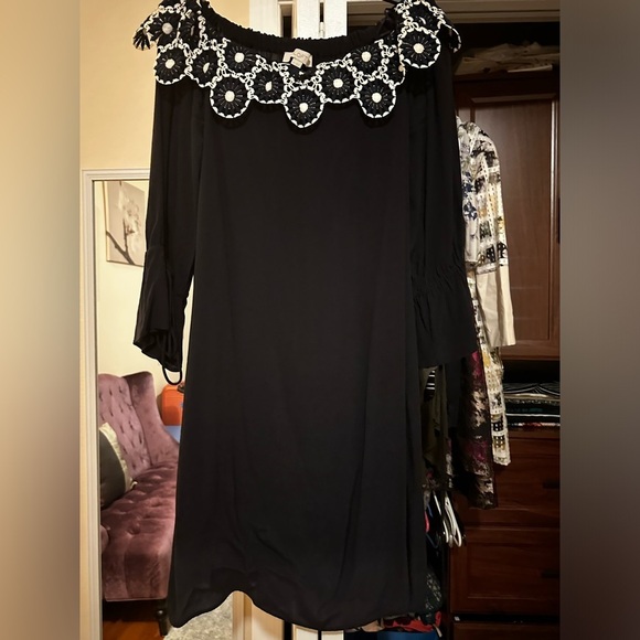 Loft off the shoulder floral navy dress - Picture 3 of 5